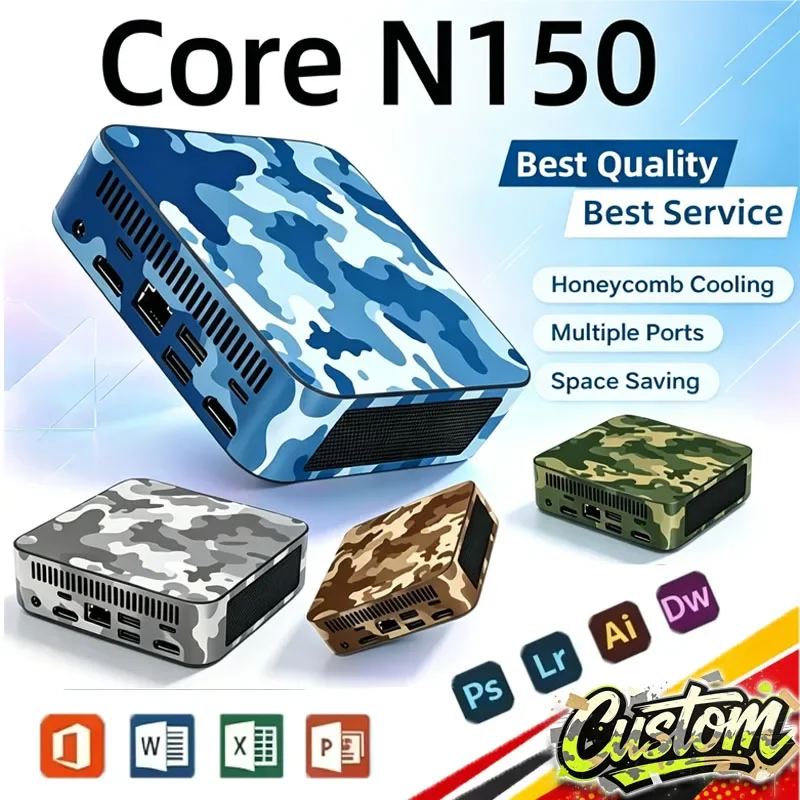 Intel Core N150 Windows 11 Portable Pc Computer 32GB RAM 1/2TB SSD WIFI 6 BT5.2 4K 60Hz HD Mini Gaming Office Study Pc