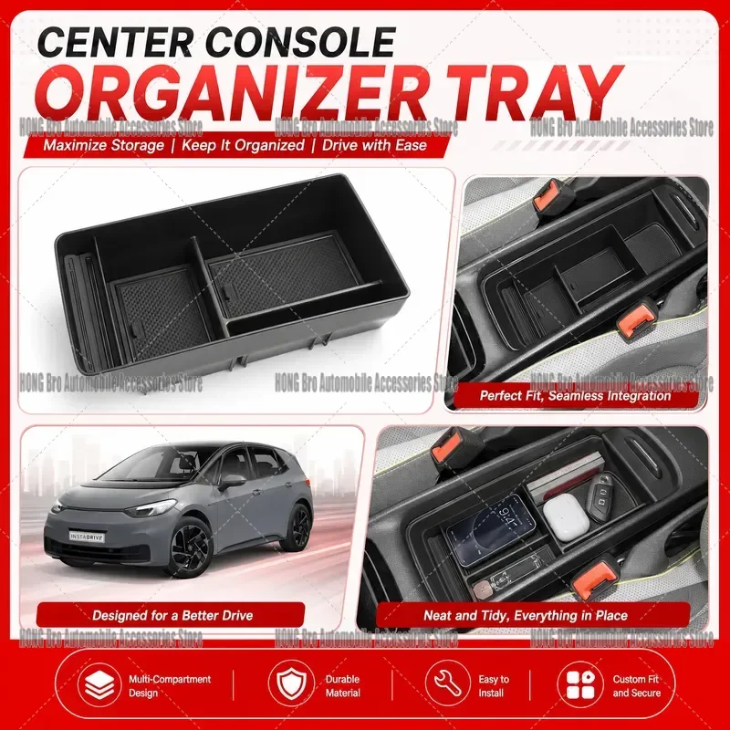 For VW ID.3 Cupra Born 2021-2026 Central Console Storage Box Organizer Tray Interior Accessories Armrest Container Auto Parts