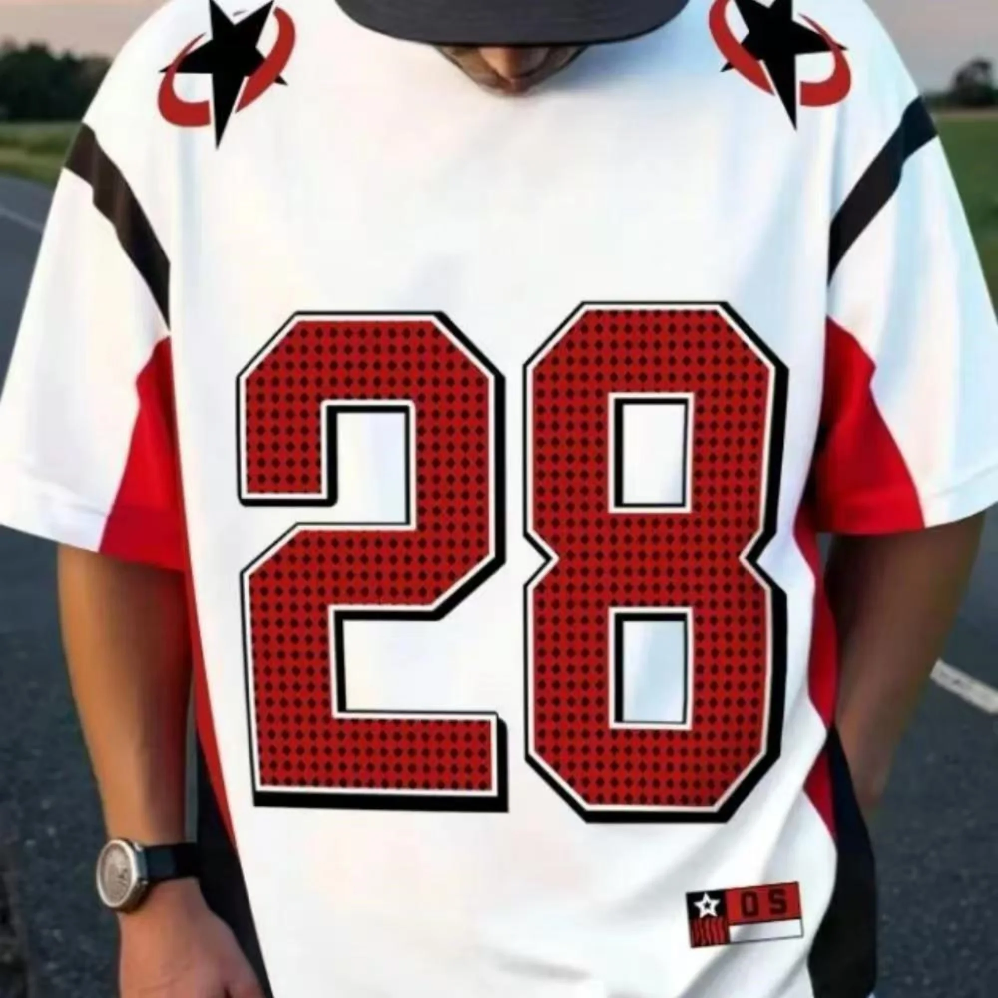 

Men's Quick-dry T-shirt Red Number 28 Graphic Tee White Black Red Style Star Decor Sports Casual Daily Wear Trendy Fashion