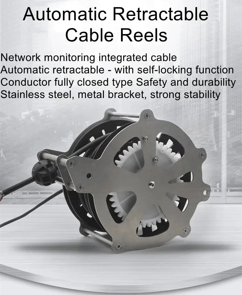 Cable Management Retractable Reel - All-in-One Signal & Monitor Cable Winder Take-Up System