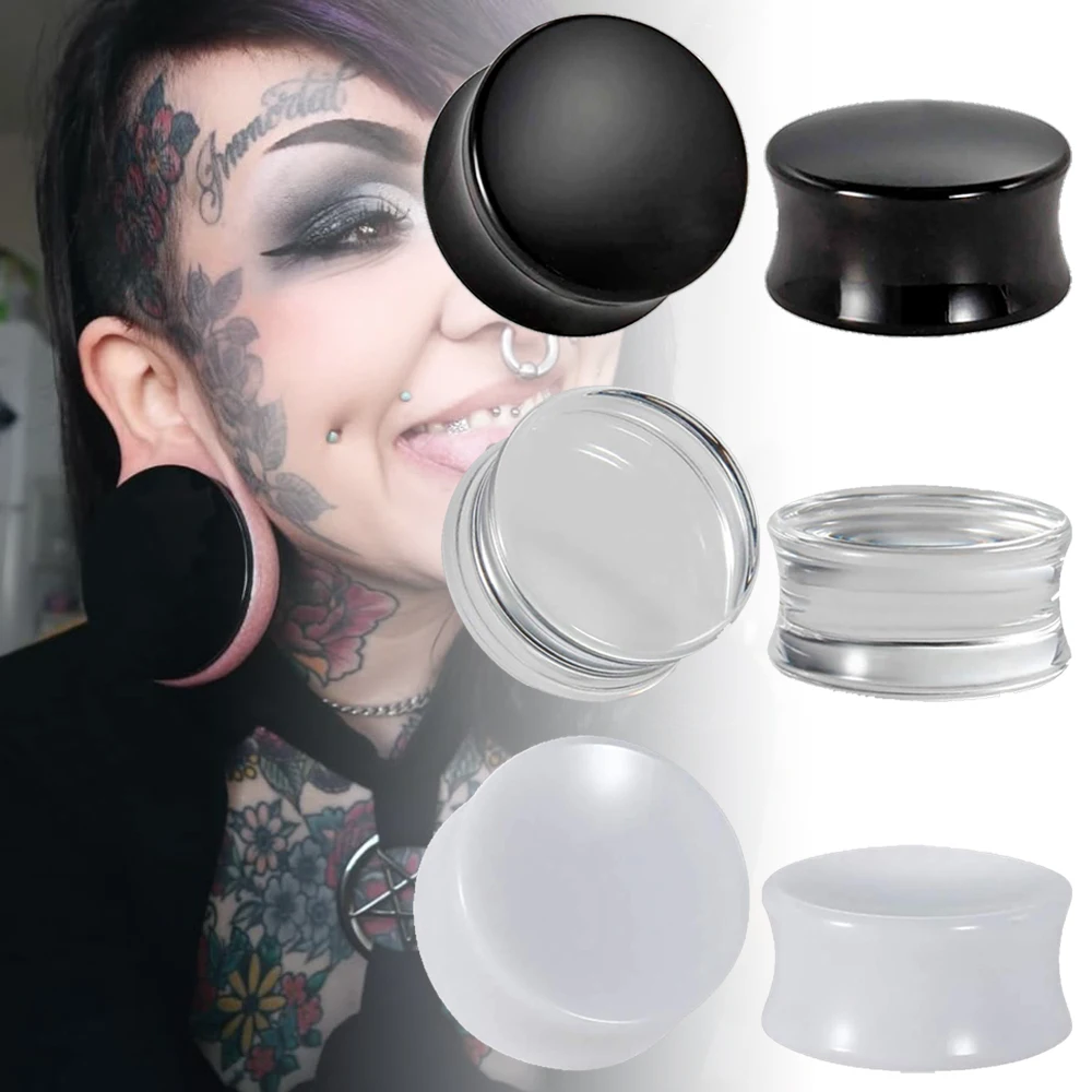 زوج 3-50 مللي متر الاكريليك الصلبة الأذن المقابس القرط كبير كبير قياس نفق حجم نقالة السرج اللحم نفق المتوسع مجوهرات للجسم