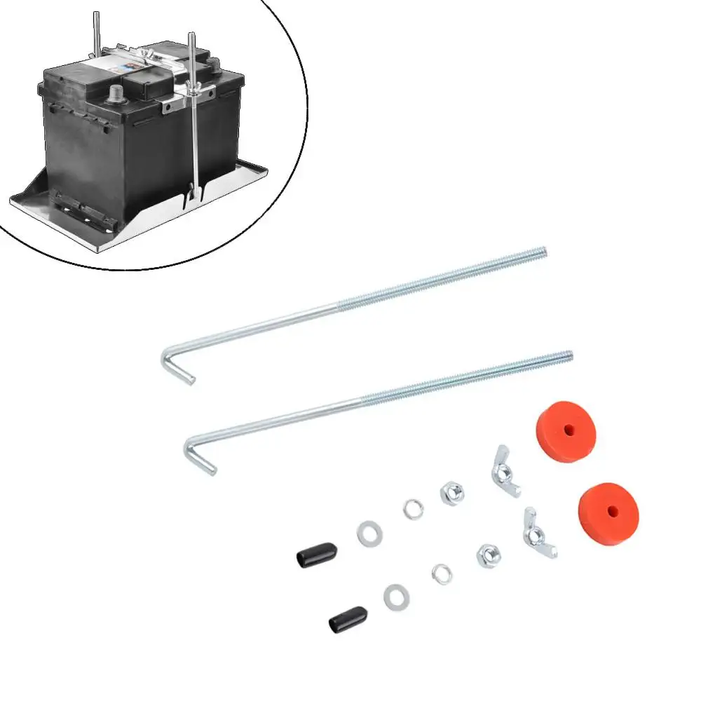 

Battery Hold Down Bracket Kit with Nuts Washers Car Battery Tray Hold Down Bolts Set L Hook Universal Battery Fixing Holder