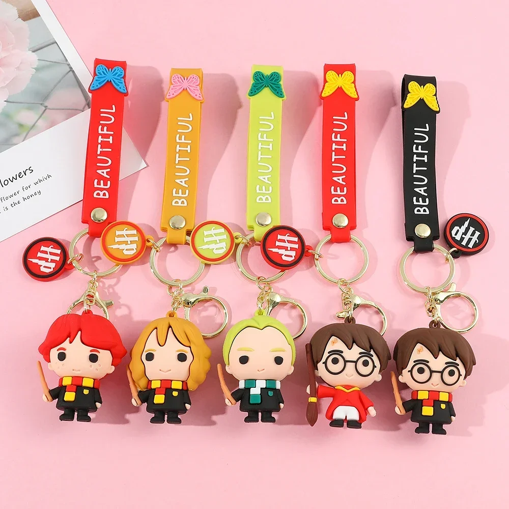 Q Version Harries Potter Keychain Cute Hermione Malfoy Character Doll Hogwarts Backpack Pendant Party Gift for Children Toys