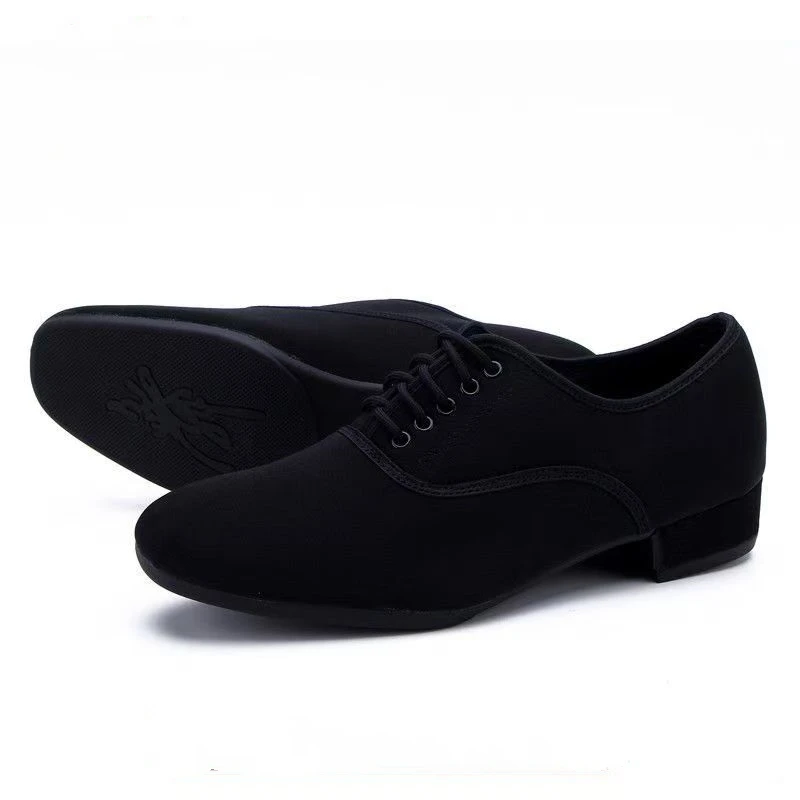 

Men's Modern Jazz Tennis Professional Black Oxford Upper Latin Salsa Shoe Plus Size High Heels Low Tango Saloon Dance Shoes