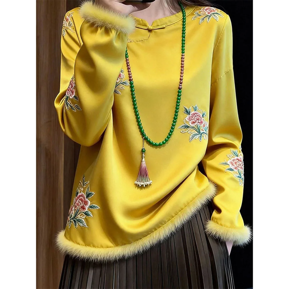 2026 Autumn Winter New Long Sleeve Top T-shirt Temperament Artistic Versatility New Chinese Style Interior Top Bottoming Shirt
