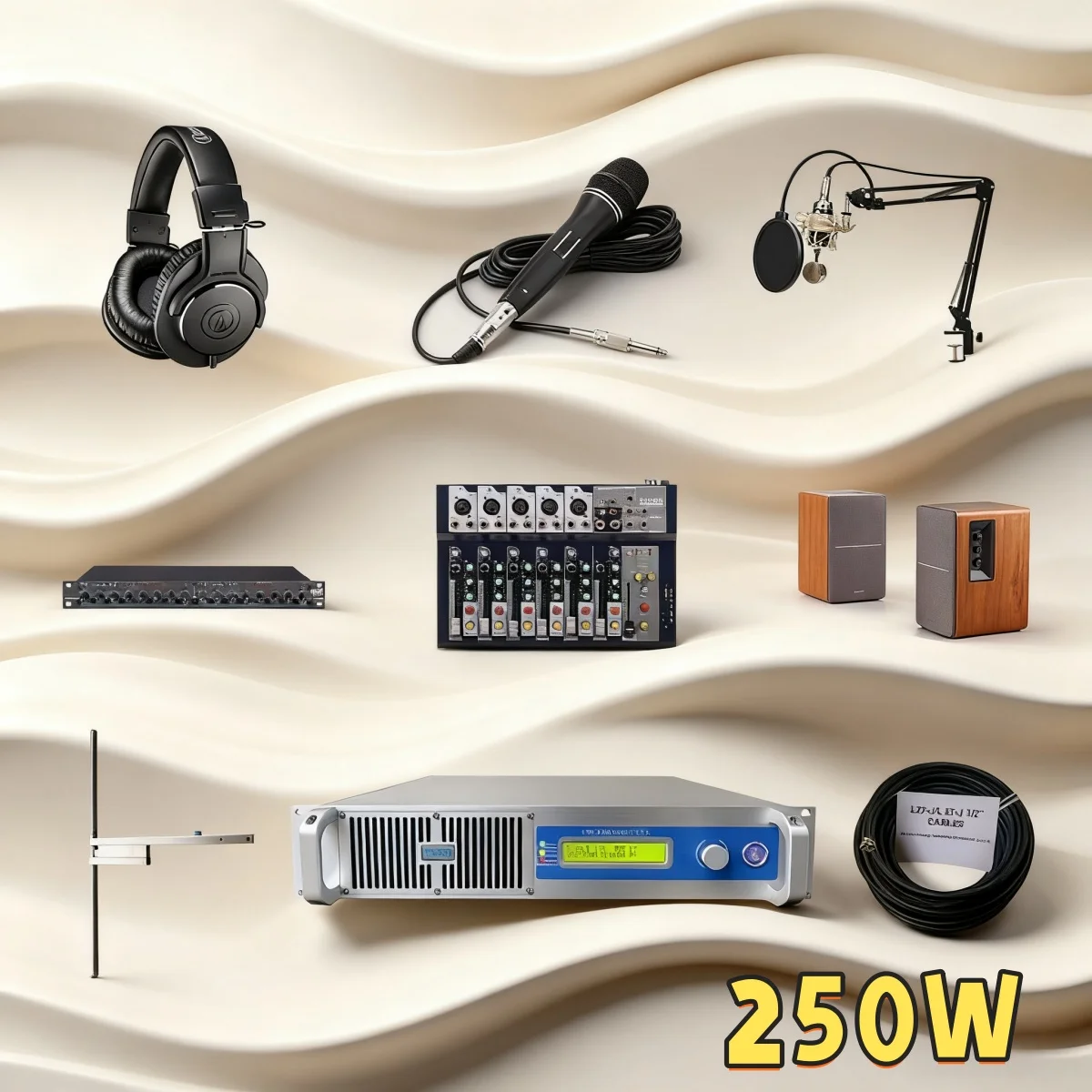 

YXHT-1, 250W FM Transmitter Complete Broadcast System, Radio Station, Full Solution Kit, PLL Stable 87.5-108MHz