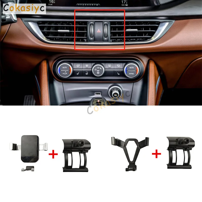 1Set Plastic Material For 2017-2022 Alfa Romeo Stelvio Gravity Linkage Special Car Phone Holder Bracket Stand Mobile