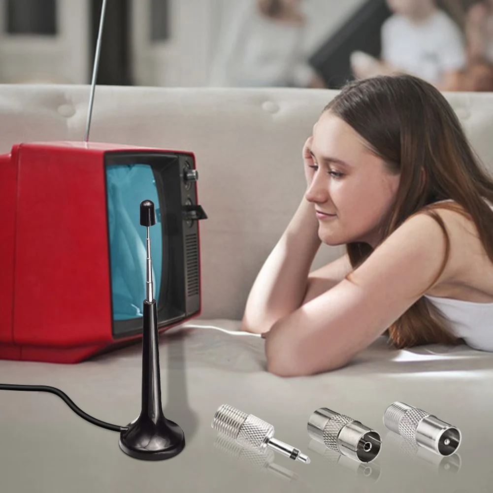 Antenas telescópicas FM de alta ganancia con 3 adaptadores Antena de repuesto de radio DAB de 75 ohmios para radio FM digital doméstica