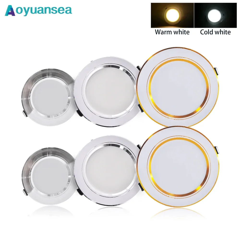 Aoyuansea High Brightness Round Recessed Ceiling LED Spot 220V 5/9/12/15/18W Commercial Indoor Bedroom Recessed Ceiling Downligh