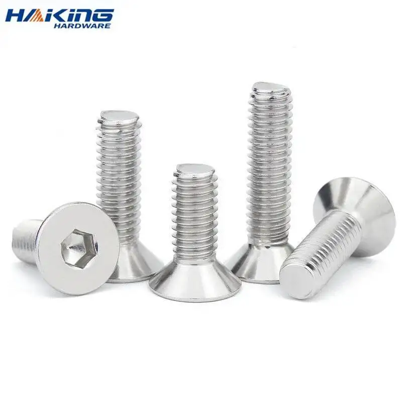 

10 pcs/lot Hexagon Hex Socket Countersunk Screw Flat Head Allen Bolts M2 M3 M4 M5 M6 304 Stainless Steel DIN7991