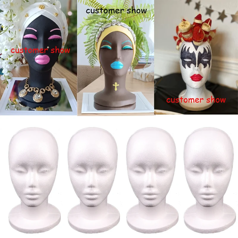 1Pcs Female Styrofoam Mannequin Head For Styling Wigs 30cm Tall Foam Wig Head For Display Hair & Hats Model Wig Stand For Salon