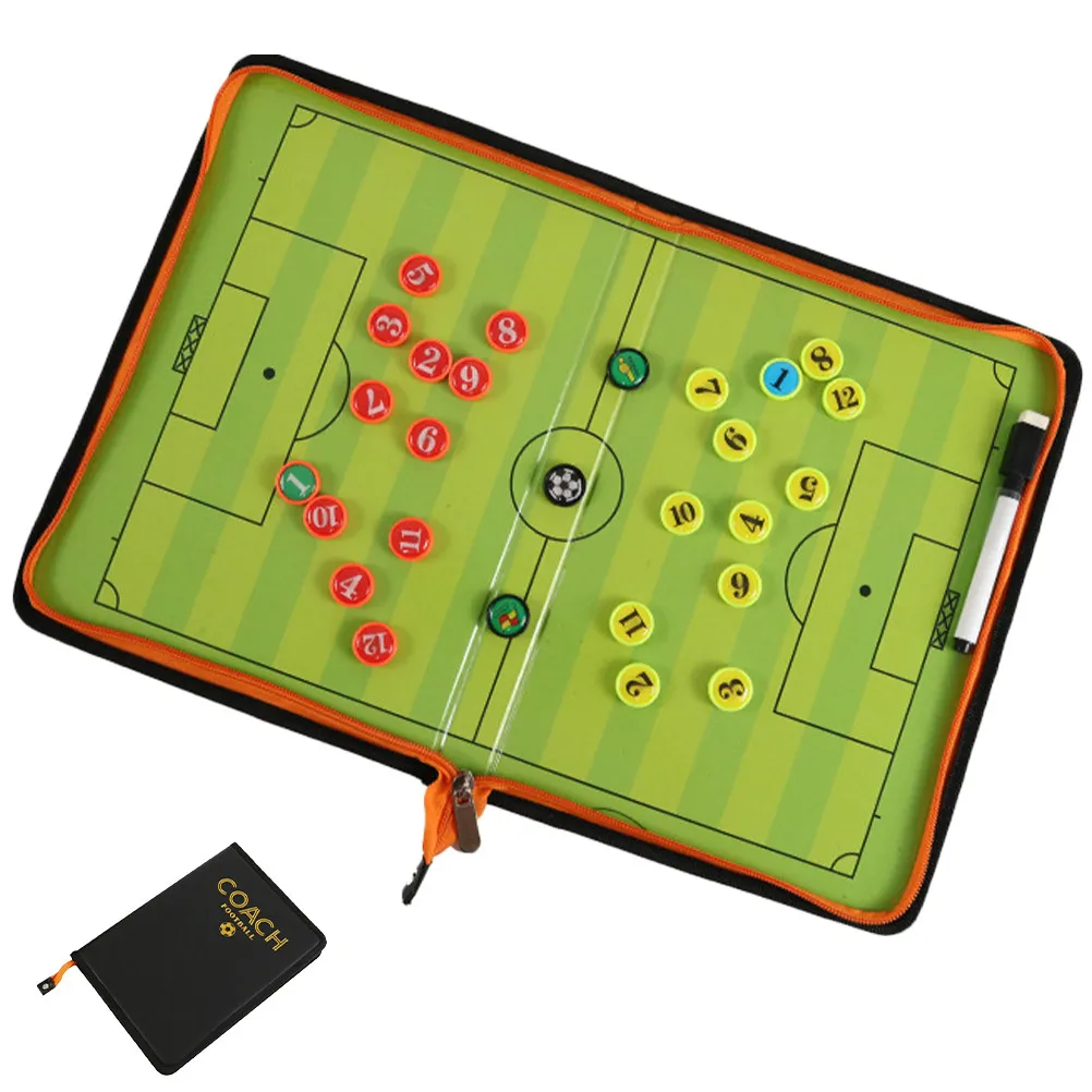1-セットジッパーサッカーコーチングボード防水-pu-素材軽量サッカートレーニングライティングボード屋内屋外試合