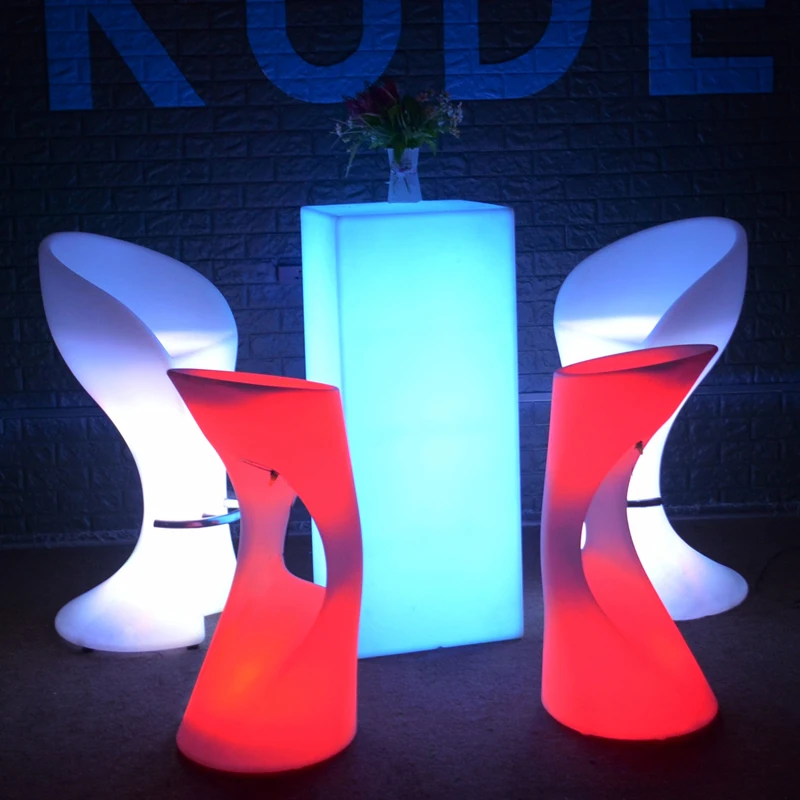 Light Up Color Changing Futuristic Modern Tables 45x45x110cm Luminous Pillar Table LED Lights Bar Table With Remote Control