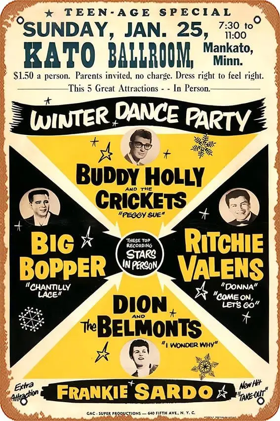 Retro-Blechschilder Buddy Holly and the Crickets 1959 – Konzert-Posterdruck – rotPlanetGraphics Blechschilder Retro Garage Plakette Dekor