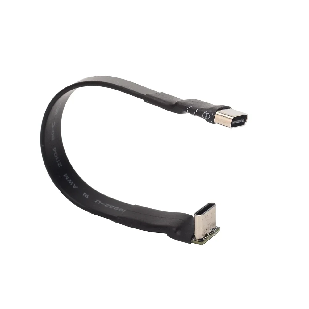 USB 2.0 Typ C Płaski kabel wstęgowy Ekranowany przedłużacz FPC Kabel USB 2.0 USB-C 90 stopni w górę/w dół Złącza kątowe 5CM-3M Do TV PC