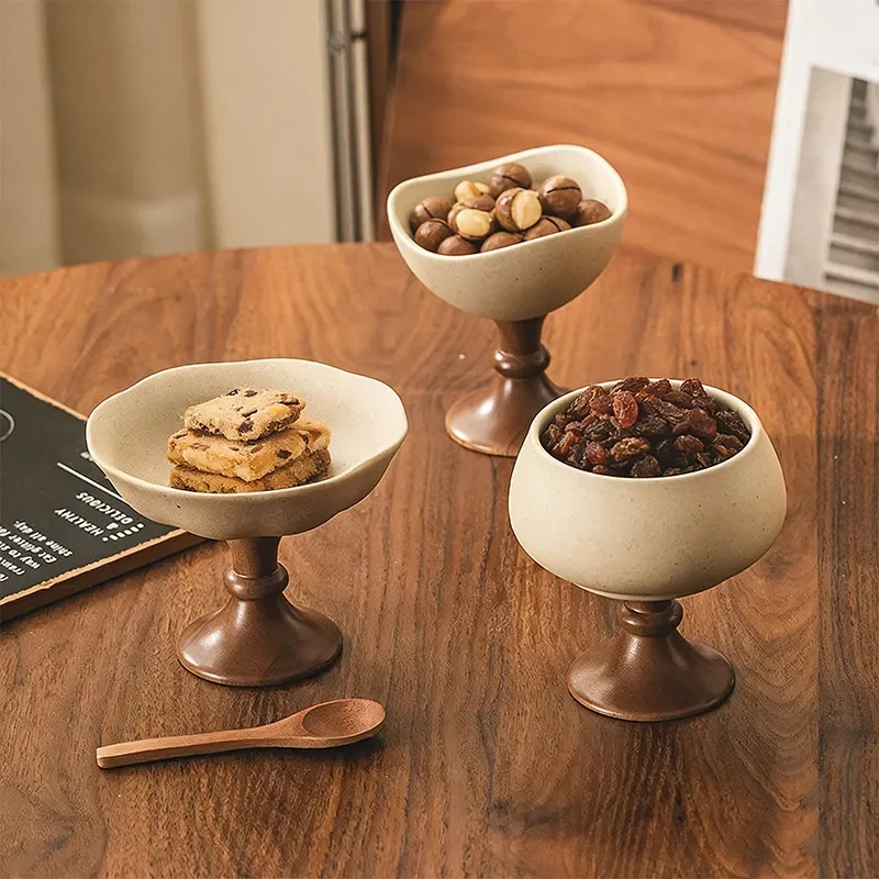 Chinese Antique Ceramic Dessert Bowl Household Fruit Refreshment Plate Ice Cream Bowl French Bird's Nest Oatmeal Syrup Bowl