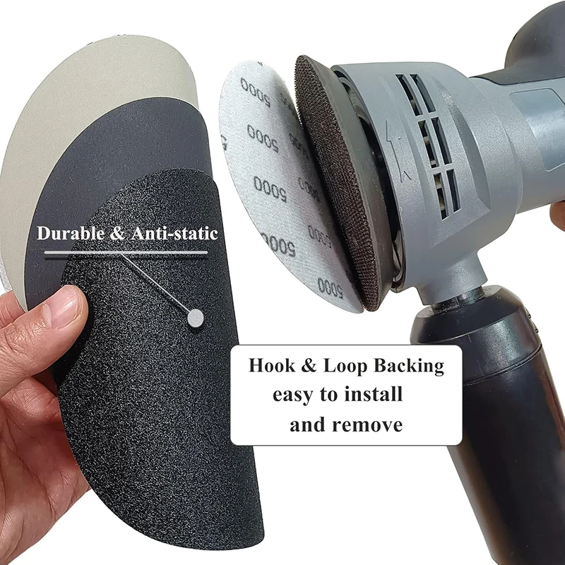 20 PCS 5 인치 125mm 샌딩 디스크 방수 후크 & 루프 습식/건식 연마 사포 60-10000 그릿 모듬 그라인딩 디스크