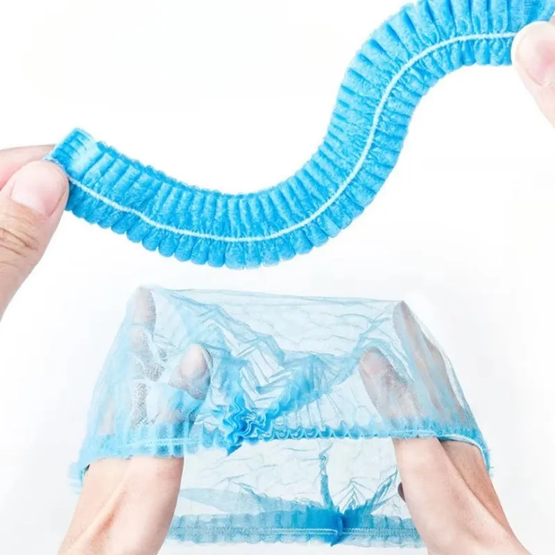100PCS Non-woven Disposable Shower Caps Pleated Anti Dust Hat Women Men Bath Caps for Spa Hair Salon Beauty Accessories
