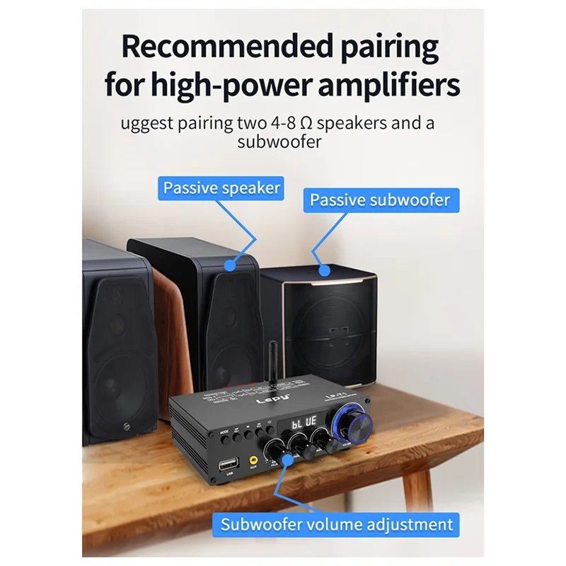Eccellente-Lepy LP-T1 Amplificatore digitale Hifi Bluetooth Disco coassiale USB Riproduzione senza perdita Mini amplificatore digitale 30Wx2 + 60W EU-PLU