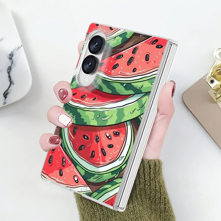 Cartoon Lemon Fruit Pattern Case for Samsung Galaxy Z Fold 8 PC Hard Luxury ZFold8 ZFold 8 Phone Cover
