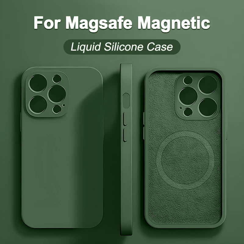 Original Wireless Charging For Magsafe Case For iPhone 16 15 14 13 12 11 Pro Max Plus Magnetic Liquid Silicone Bumper Case Cover