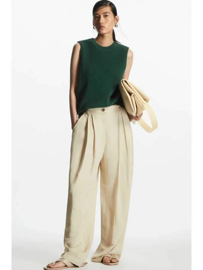 

Ethereal MD 2025 YAZHIMEI spring new style of Women's casual standard crew-neck knitted rib vest