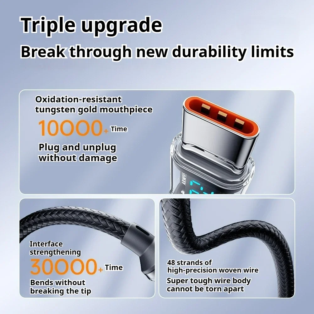 كابل شحن سريع ذكي 60 وات 120 وات شاشة LED USB C إلى C متوافق مع OPPO Find X Vivo Y Series iPhone 15 Huawei MacBook #5