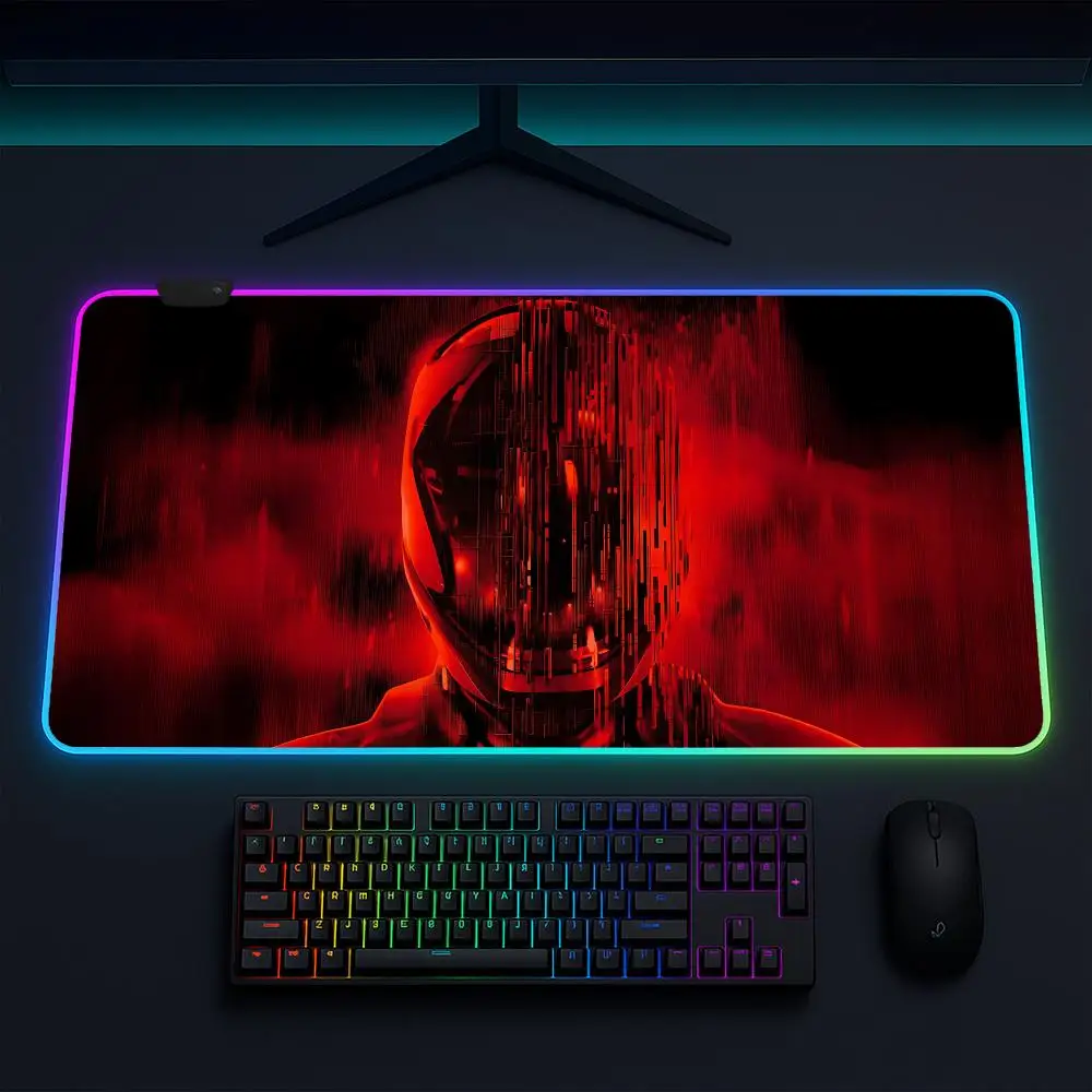 

Tron Ares Mouse Pad Anime Gaming Mouse Pad LED Table Pads Backlit Rubber Desktop XXL RGB Desk Mats