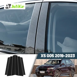 Glossy Black Carbon Fiber Window Door Deal B C Pillar Post Cover Sticker For BMW X5 G05 2019-2023 2020 2021 2022