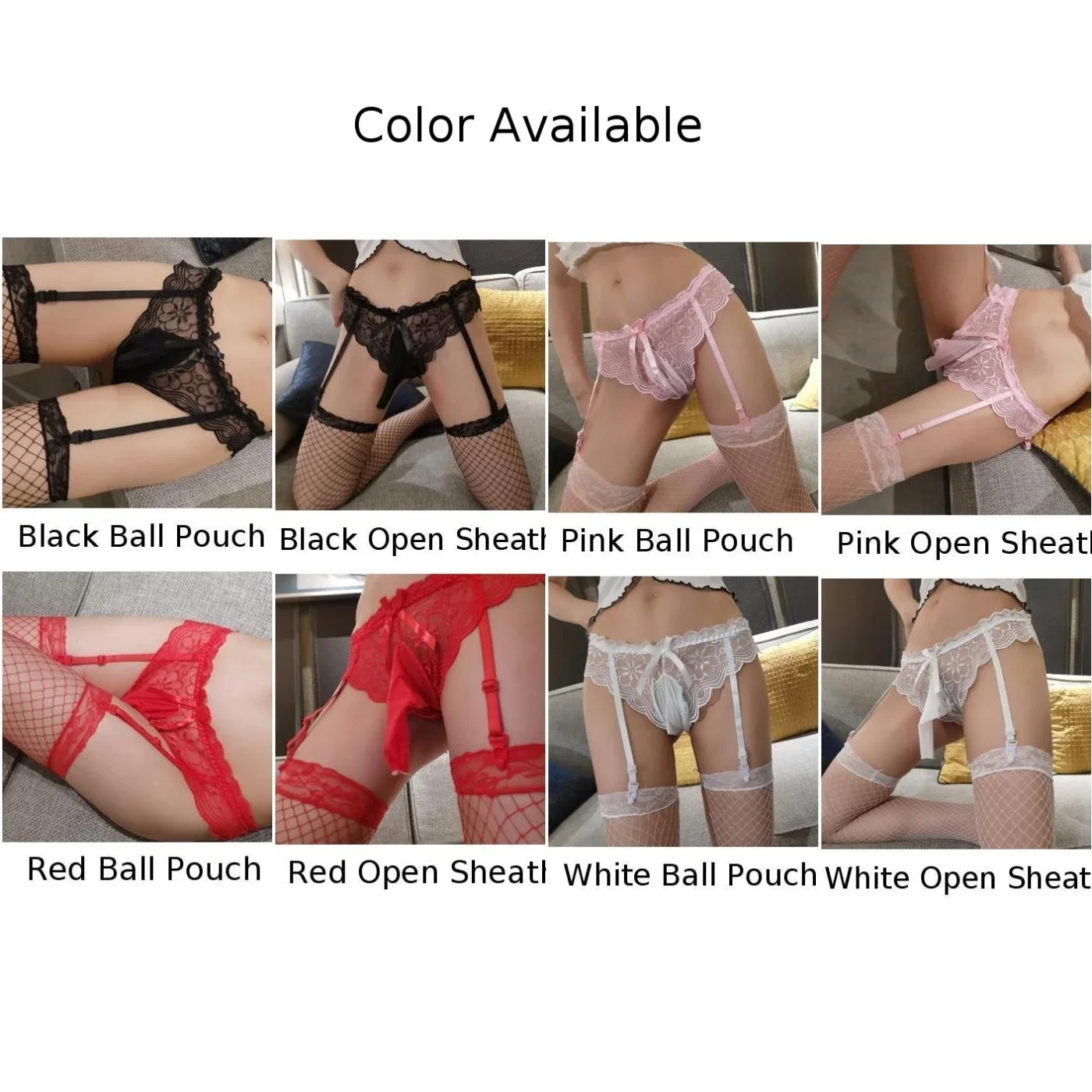 Sexy Lace Top Thigh Highs Leggings Men Sissy Gay Underwear Lingerie Suspender Garter Belt Stockings Transparent Pantyhose sets