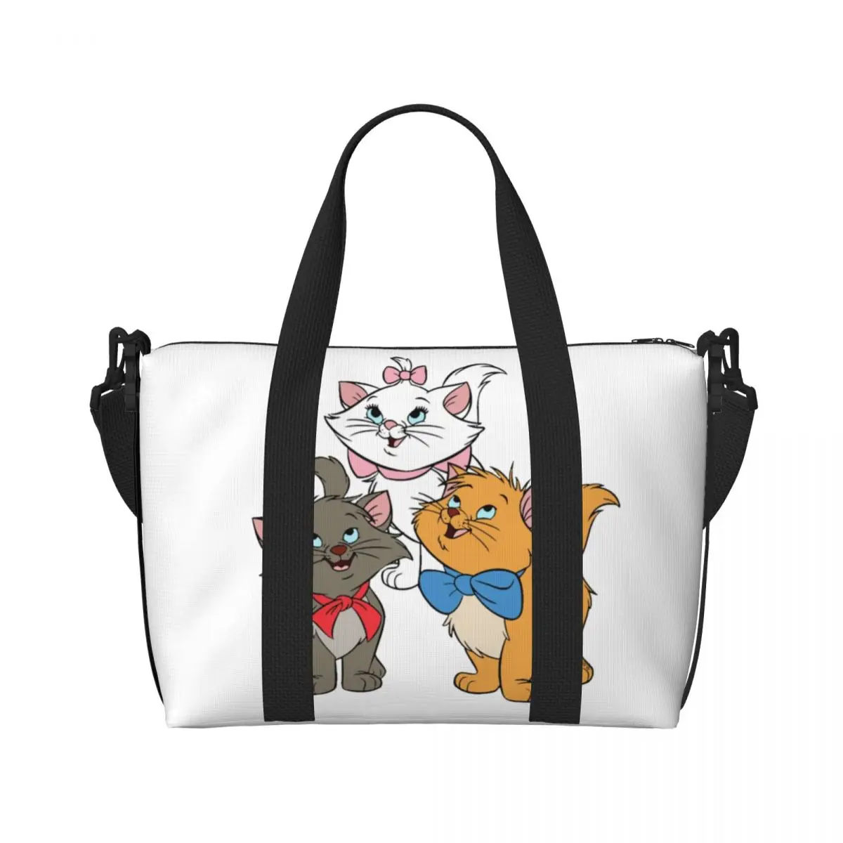 Custom Marie Cat Tote Bag Women Large Capacity Cartoon Kitten Beach Gym Shoulder Travel Bag