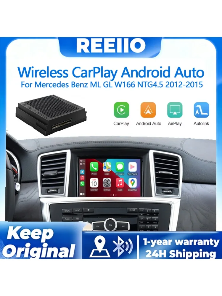 REEIIO Draadloze CarPlay voor Mercedes Benz A B C E Klasse W246 W176 GLK W204 X204 ML NTG4.5 Becker Module Android Auto AirPlay - afbeelding 2
