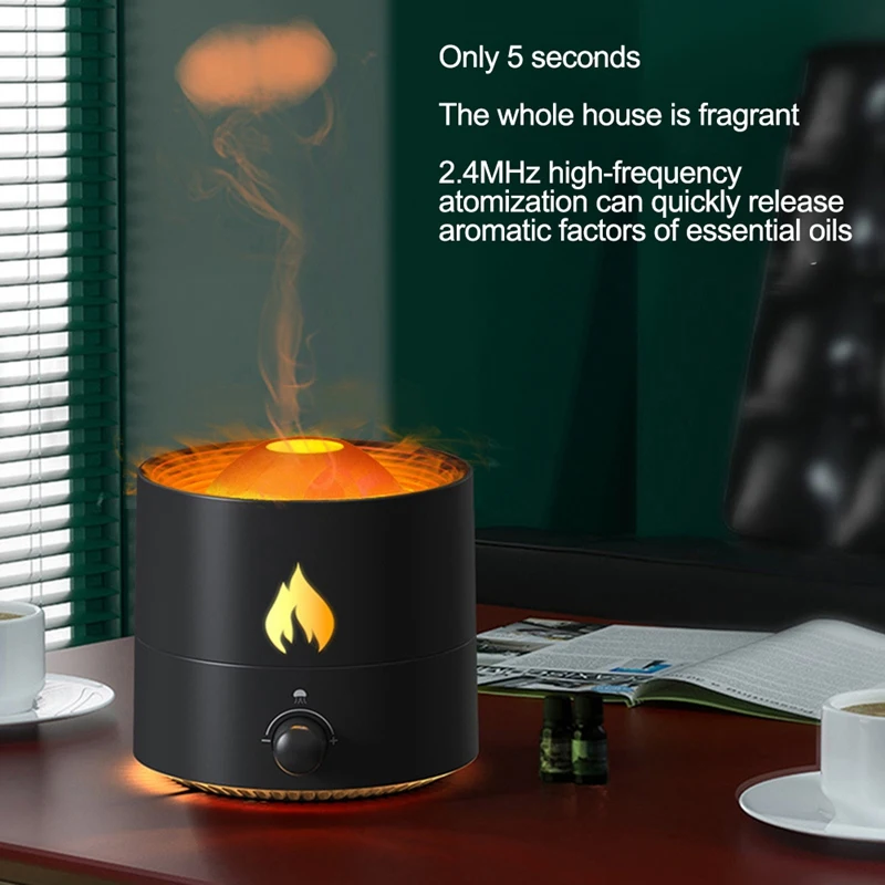 محاكي لهب ناشر زيوت عطرية للعلاج بالروائح ، تخفيف التوتر ، مرطب هواء برائحة الدخان ، من من إنتاج قنديل البحر