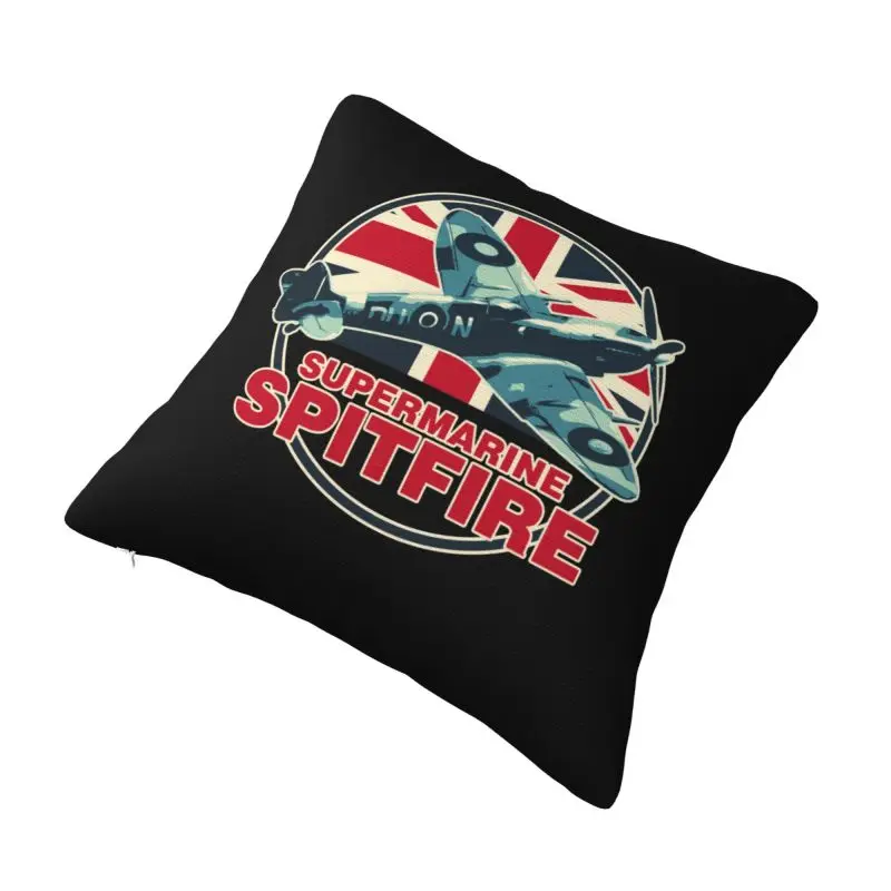 Custom Spitfires RAF Supermarine Fighter Aircraft Plane Throw Pillowcase Airplane British ww2 UK Nordic Cushion Cover Square