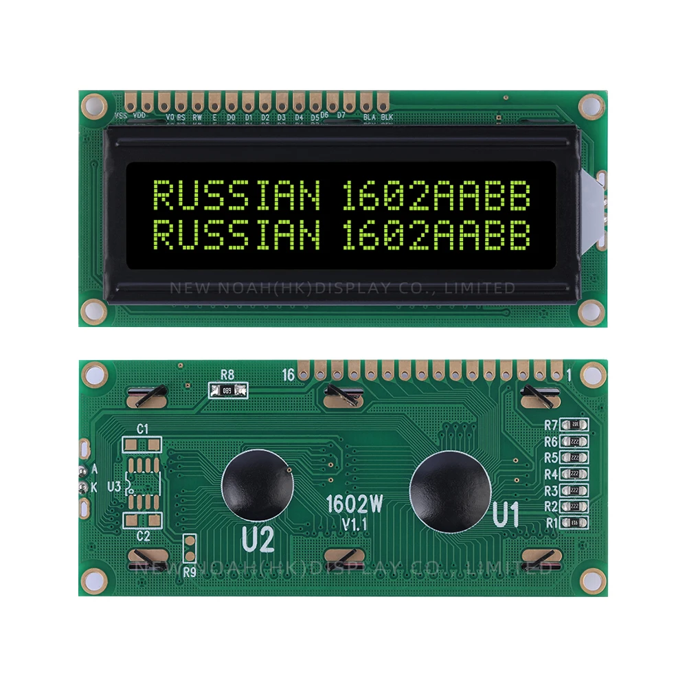 Russian BTN Black Film Yellow 1602W 16X2 Large Window 02*16 LCD Spot Module ST7066U Character LCD Module Display Screen