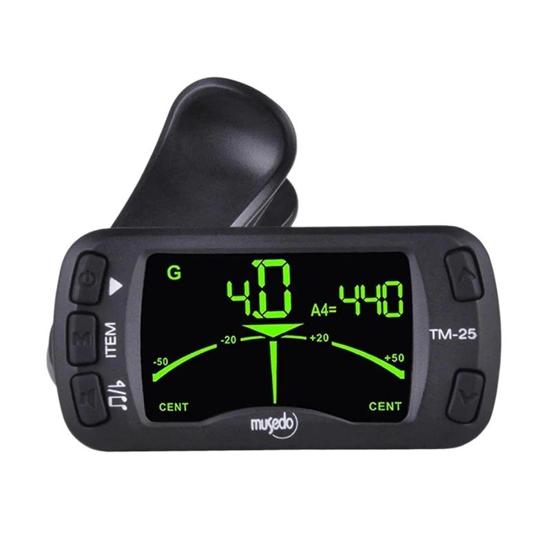 Musedo TM-25 Clip-on Electric Tuner & Metronome Guitar Chromatic Bass Violin Ukulele Universal Multifunction Portable