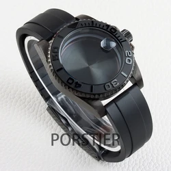 Diver 40mm Black Men's Watch Cases Rubber Strap Sapphire Glass For Seiko nh34 nh35 nh36 Movement 28.5mm Dial YACHT-MASTER Case