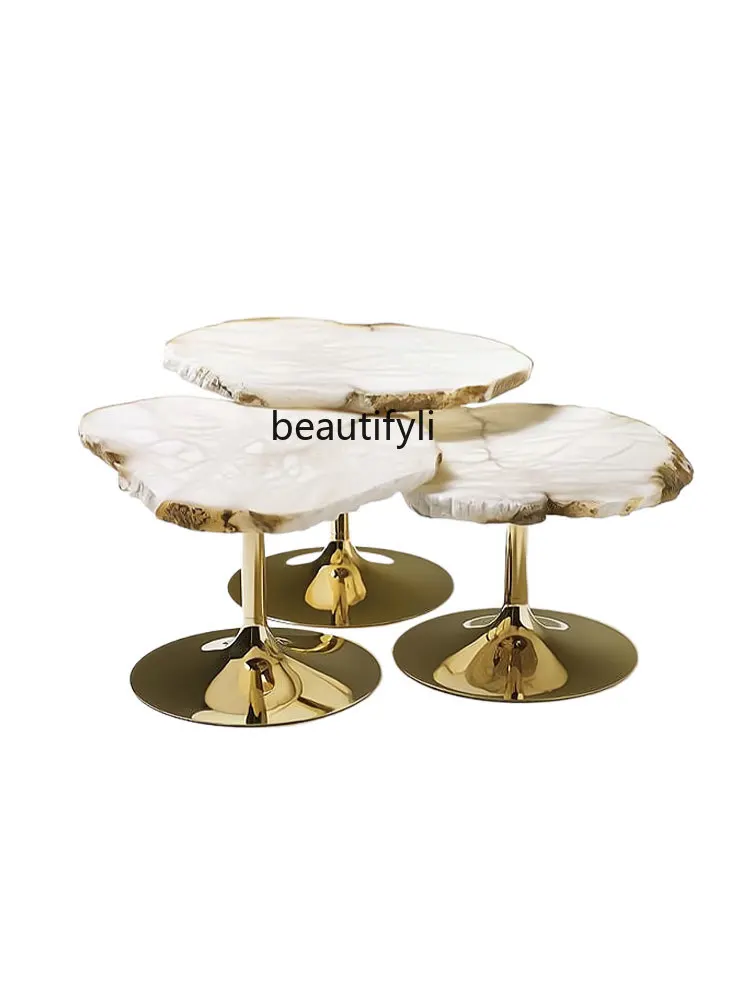 

Marble Tea Table Combination Modern Minimalist Living Room Sofa Side Table Light Luxury Small Apartment Home Small Coffee Table