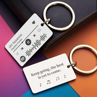 Personalized Custom Spotify Code Keychain Engraved Song Music Blessings Stainless Steel Key Ring Holder Gift for Couple P037Q