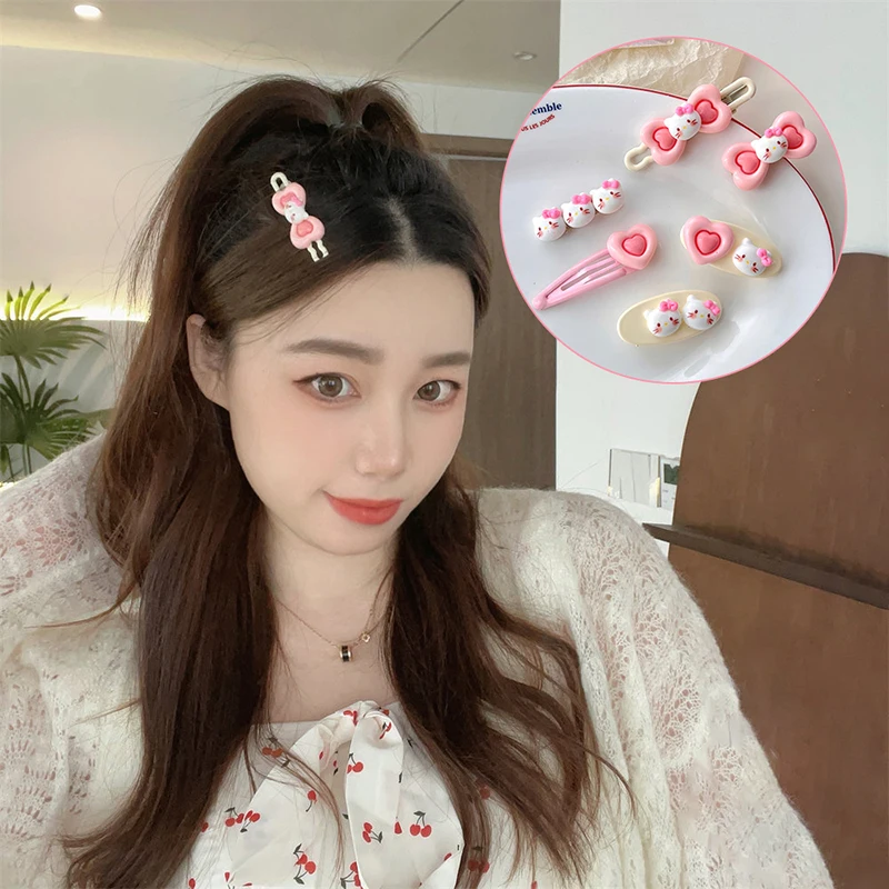 Sanrio Anime Hello Kitty Hairpin Girl Side Bangs Hair Clips Ornaments Cartoon Headdress Soft Cute Design Hair Accessories