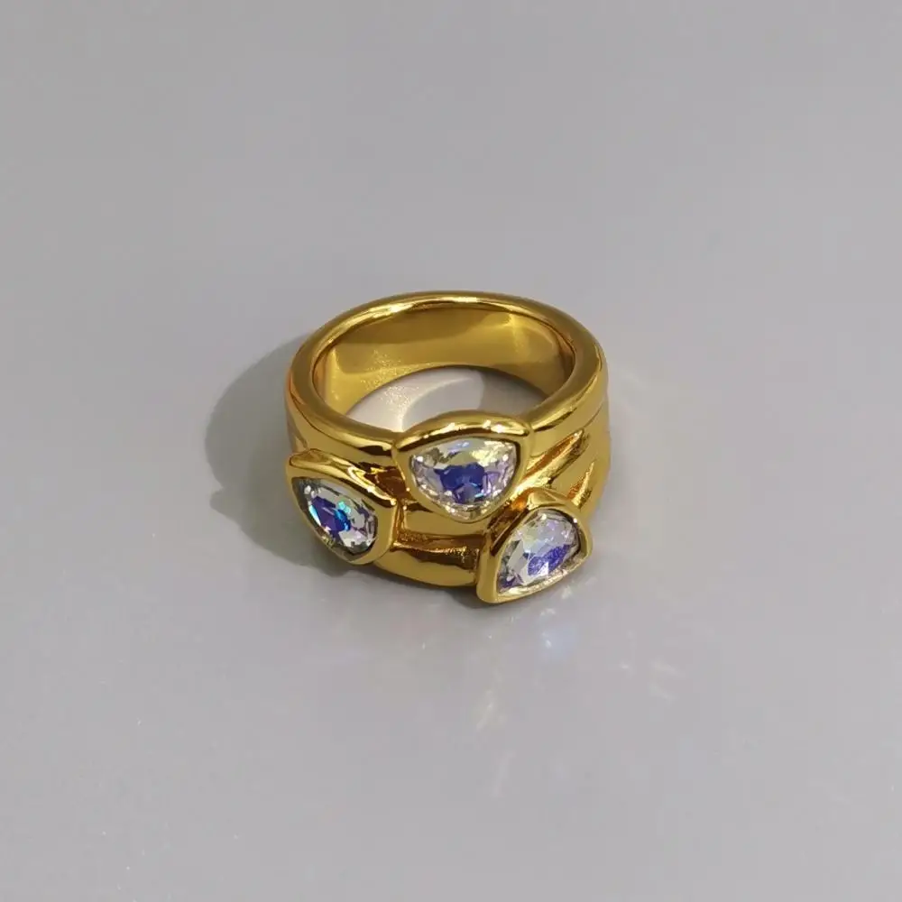 Women's Gold & Silver Plated Irregular Triangle Open Ring