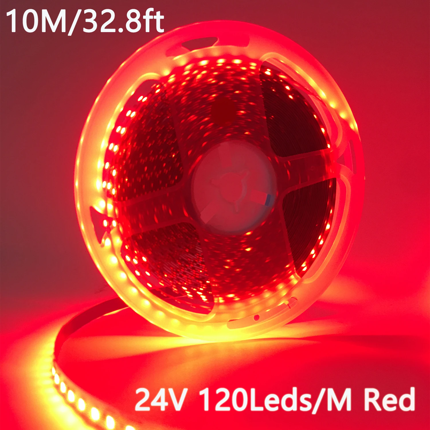 5 m/10 m roter LED-Streifen, 24 V/12 V, 120 LEDs pro Meter, 8 mm breiter LED-Streifen für Büro-Schrankbeleuchtung, Geburtstag, Weihnachten, Party, Dekoration, Lichtleiste, Innenbereich, Wohnzimmer, Schlafzimmer, Decke, Umgebungslichtleiste, Einkaufszentrum, Hotelbeleuchtung)