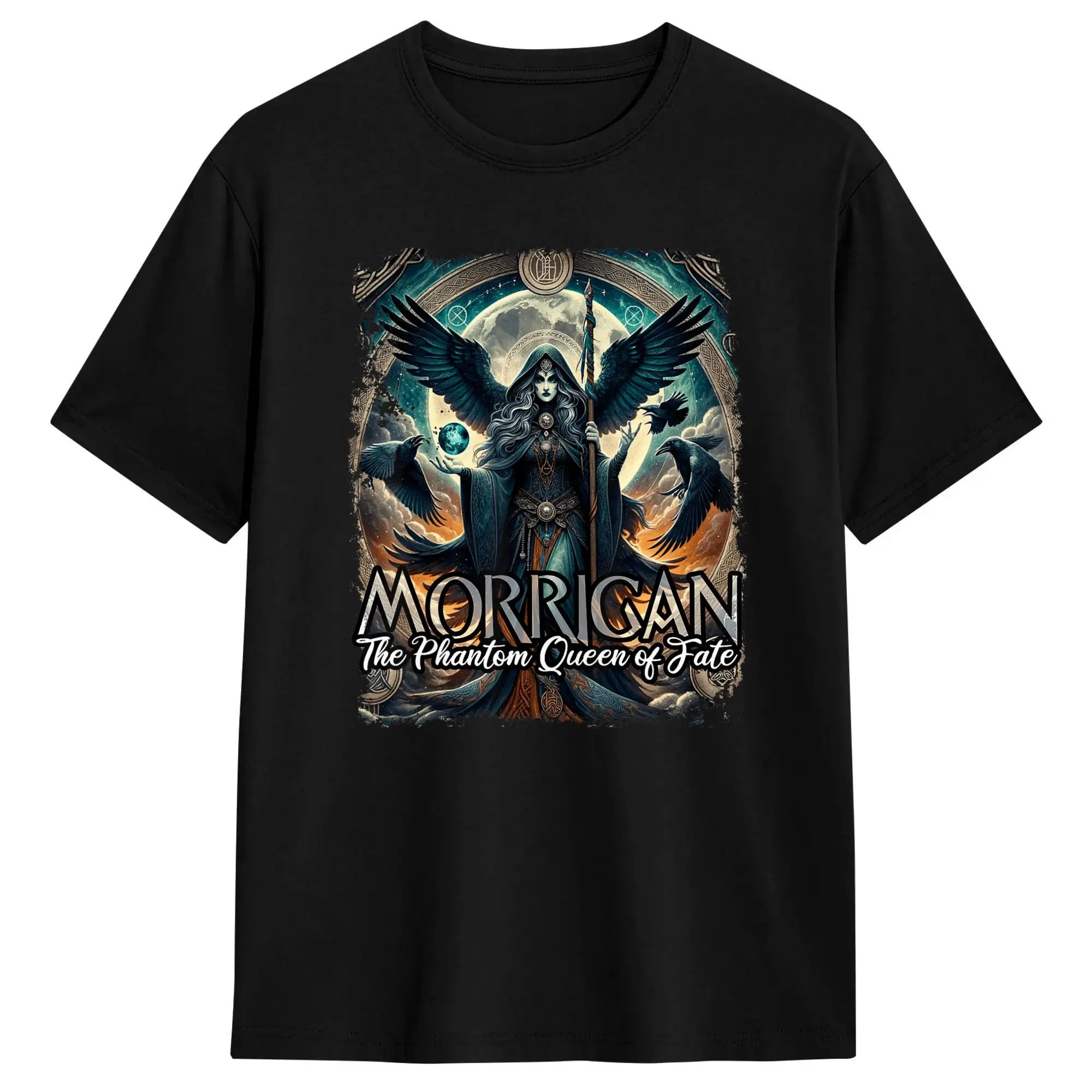 Men Women T-Shirt The Morrigan Irish Celtic Mythology Raven Crow War Goddess T Shirts Novelty  Beach Tee Shirt Cotton Clothing