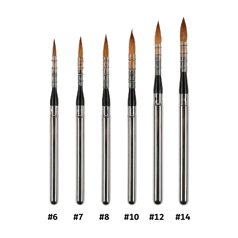 ArtSecret Quill Round Travel Paint Brush Set Size 6-14 Watercolor Paint Gouache Mix of Synthetic Hair and Sable Hair 881