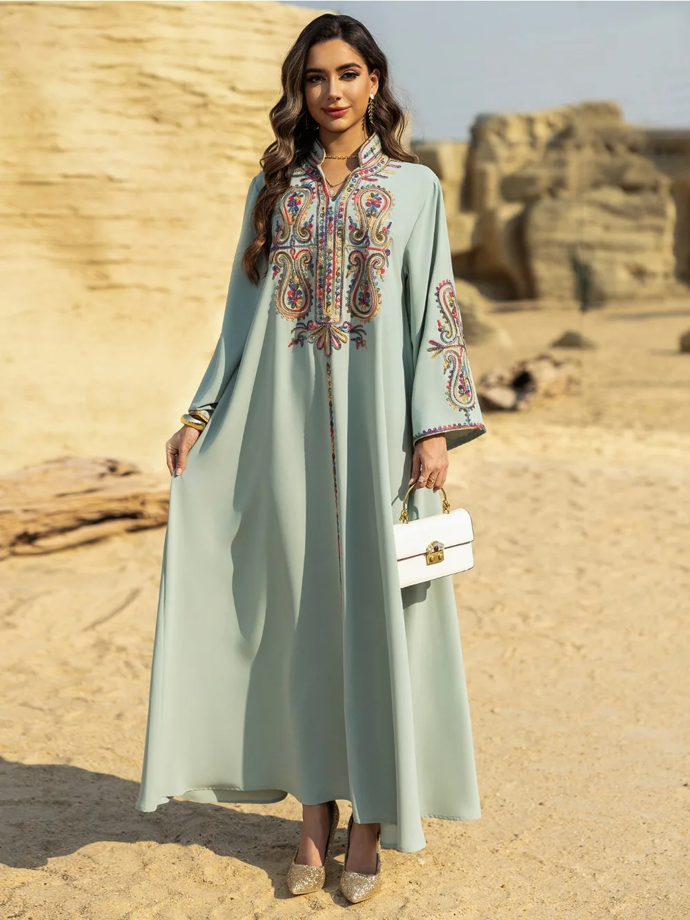 

Morocco Muslim Dress Women Abaya Kaftans Embroidery Evening Dresses for Women Dubai Turkey Islam Long Dress Robe Femme Vestidos