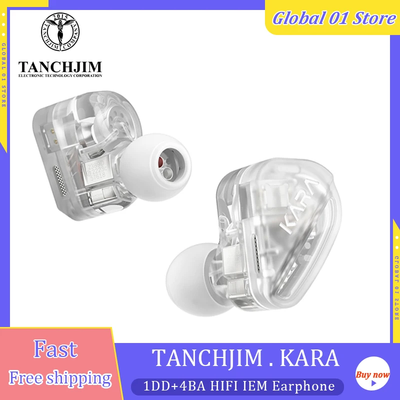 Tanchjim KARA 1DD 4BA Hybrid Drives In Earphone Monitor IEM Earbuds With 3.5mm 2Pin 0.78mm Replaceable Cables