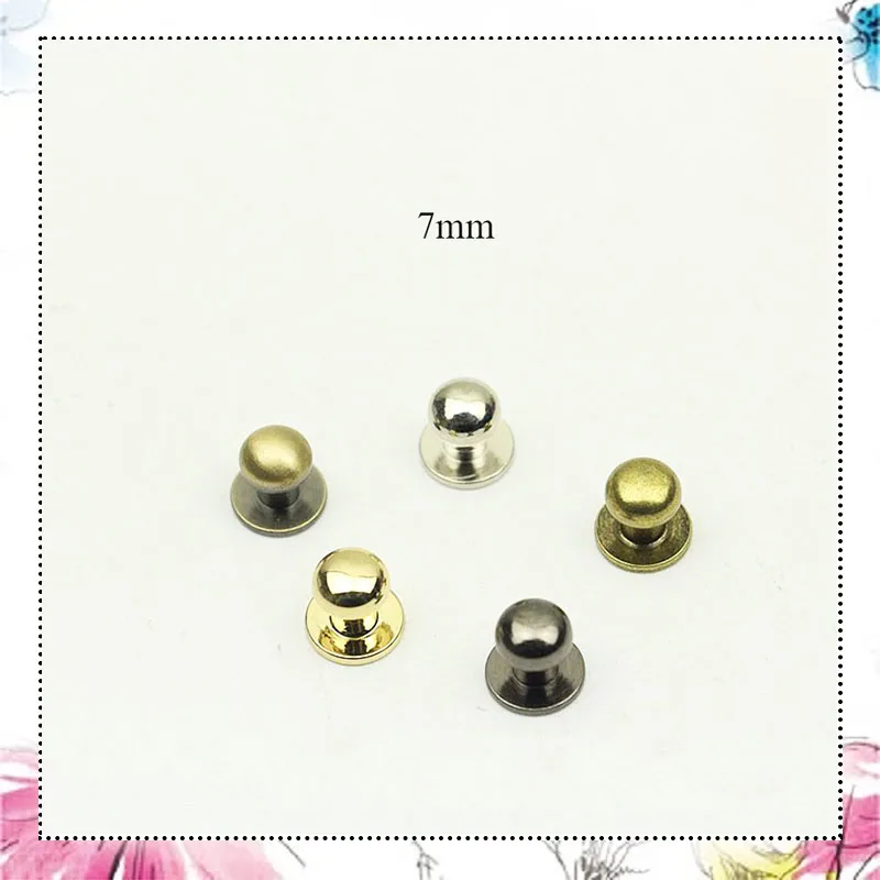 

50pcs 7mm Copper Nipple Nail Buckles Metal Rivet for Bag Purses Fastner Clasps Studs Screw Buttons Leathercraft Accessories