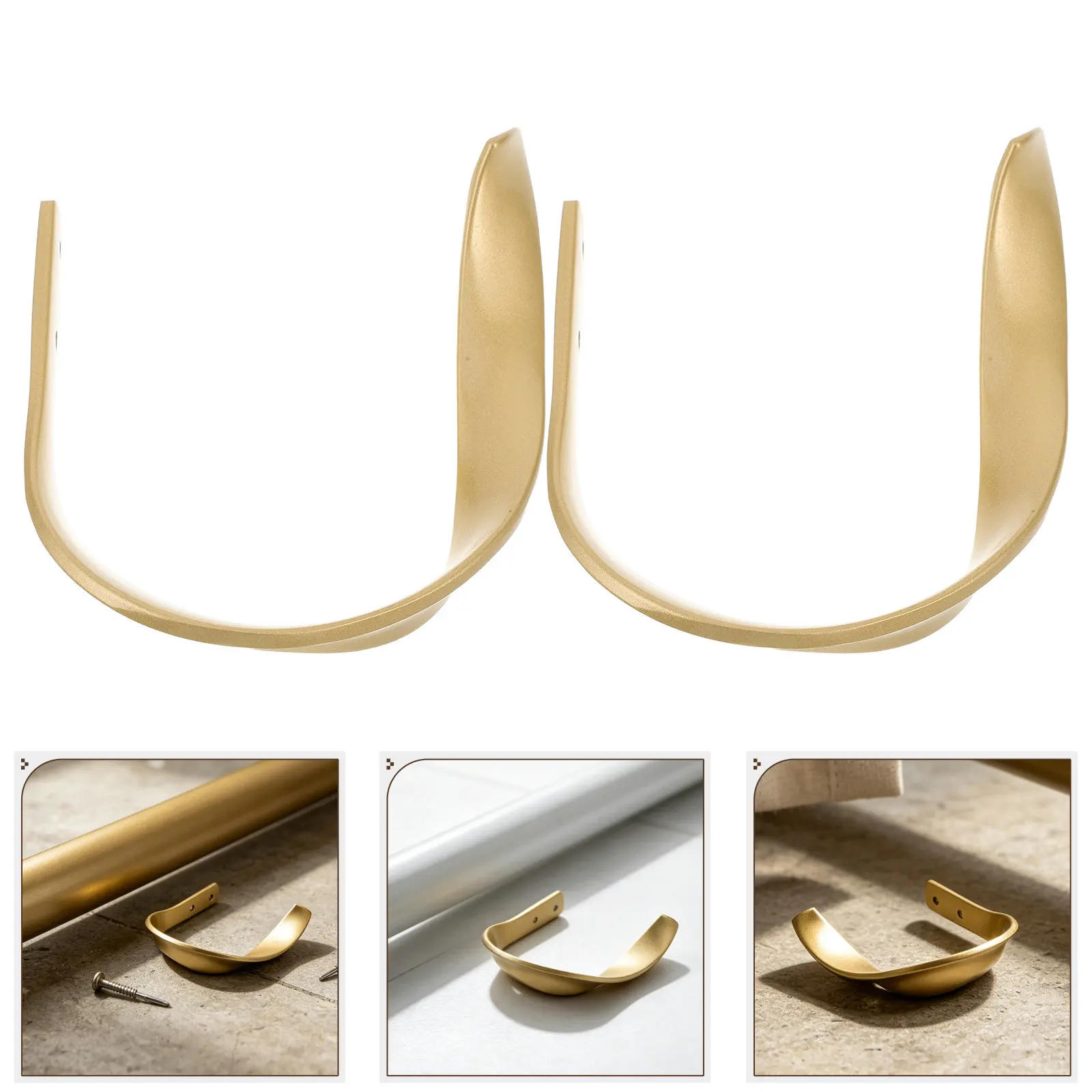 2Pcs Aluminum Alloy Curtain Tiebacks Golden U Shaped Wall Mounted Holdbacks Decorative Curtain Hooks Drapery Holders Rust