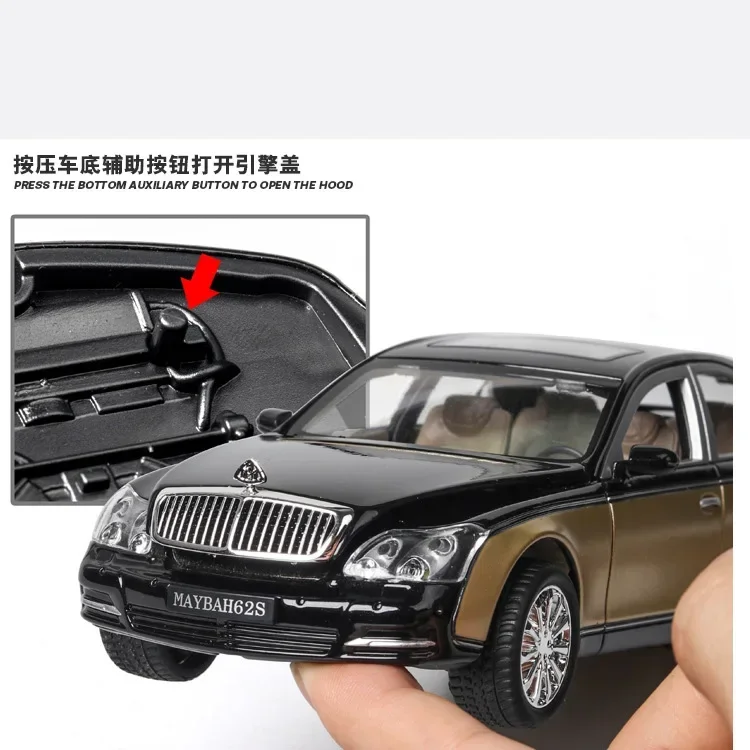 รถ Benz Maybach 62S ของเล่นสำหรับเด็กแบบหล่อจากอัลลอยของเล่นสำหรับสะสม1:24