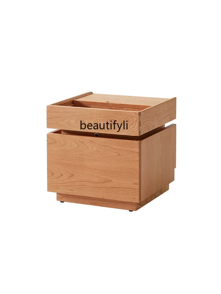 

ss8350 Cherry Nordic Solid Wood Modern Bedroom Log Bedside Japanese Style